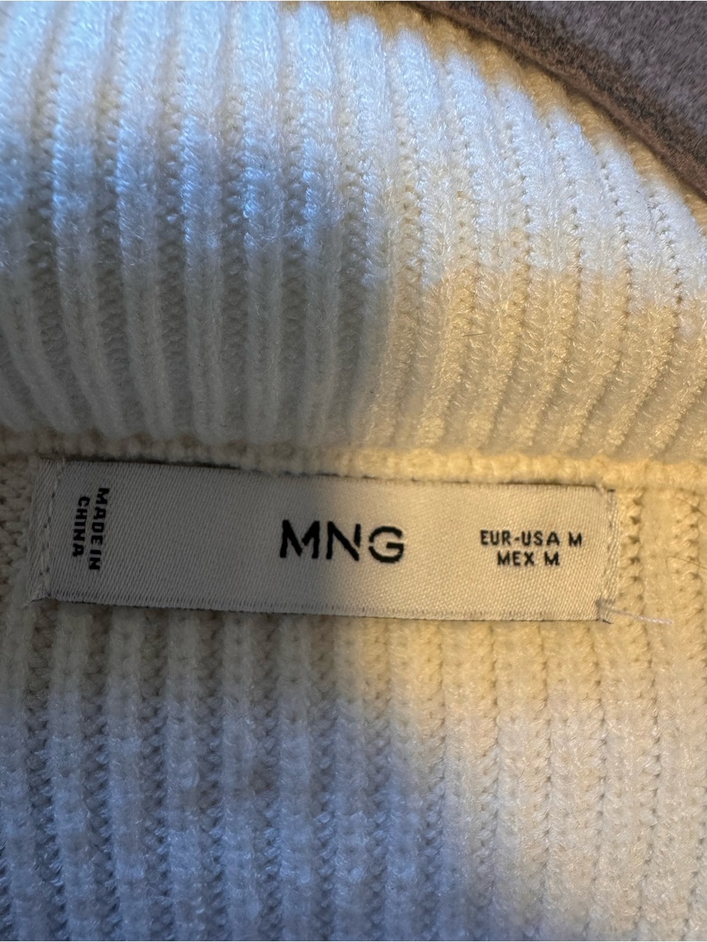 Mango Quarter Zip Ribbed Ivory Striped Sweater - Size M - Picture 2 of 4